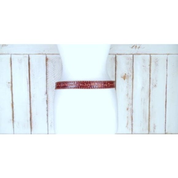 Vintage floral tooled braided red leather boho belt - Picture 1 of 4